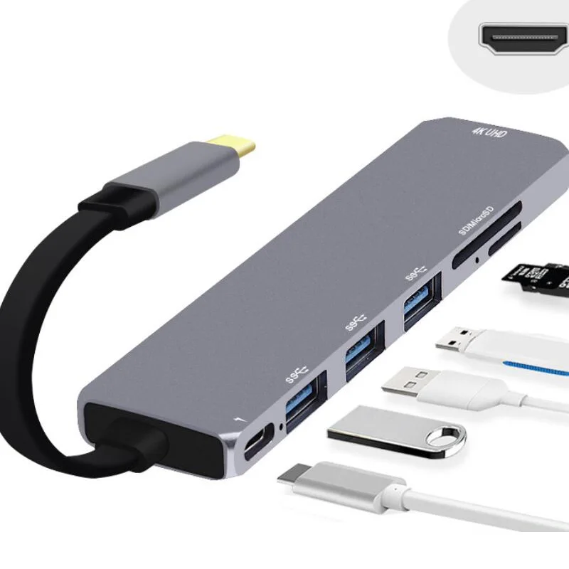 USB-концентратор Type-C мультипортовый адаптер с 4K HDMI для MacBook Pro 2018 2017 2016 SD Micro Card Reader