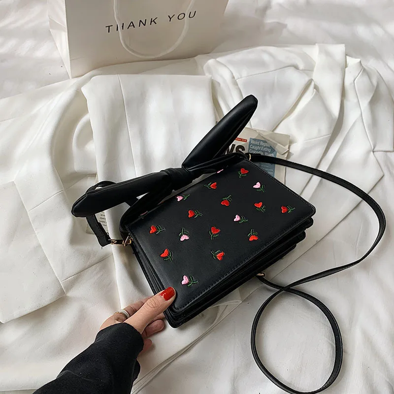 

Spring 2021 New Solid Vintage Flower Printing Small Square Bag Texture Slung Shoulder Bag Designer Bag Luxury Brand Handbags