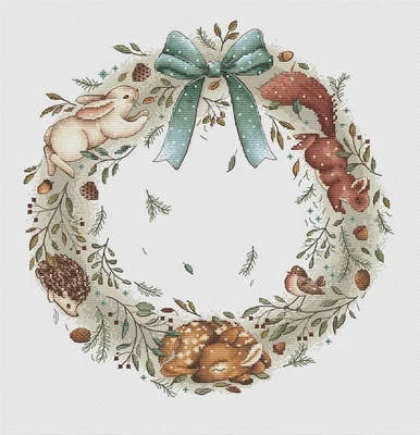 

Forest Wreath Cross Stitch Ecological Cotton Thread Embroidery Home Decoration Hanging Painting Gift