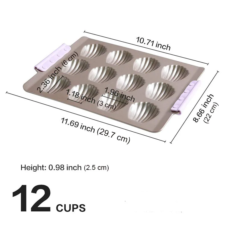 Bakerdream 12 Cup с антипригарным покрытием Мадлен Пан в форме ракушек противень для