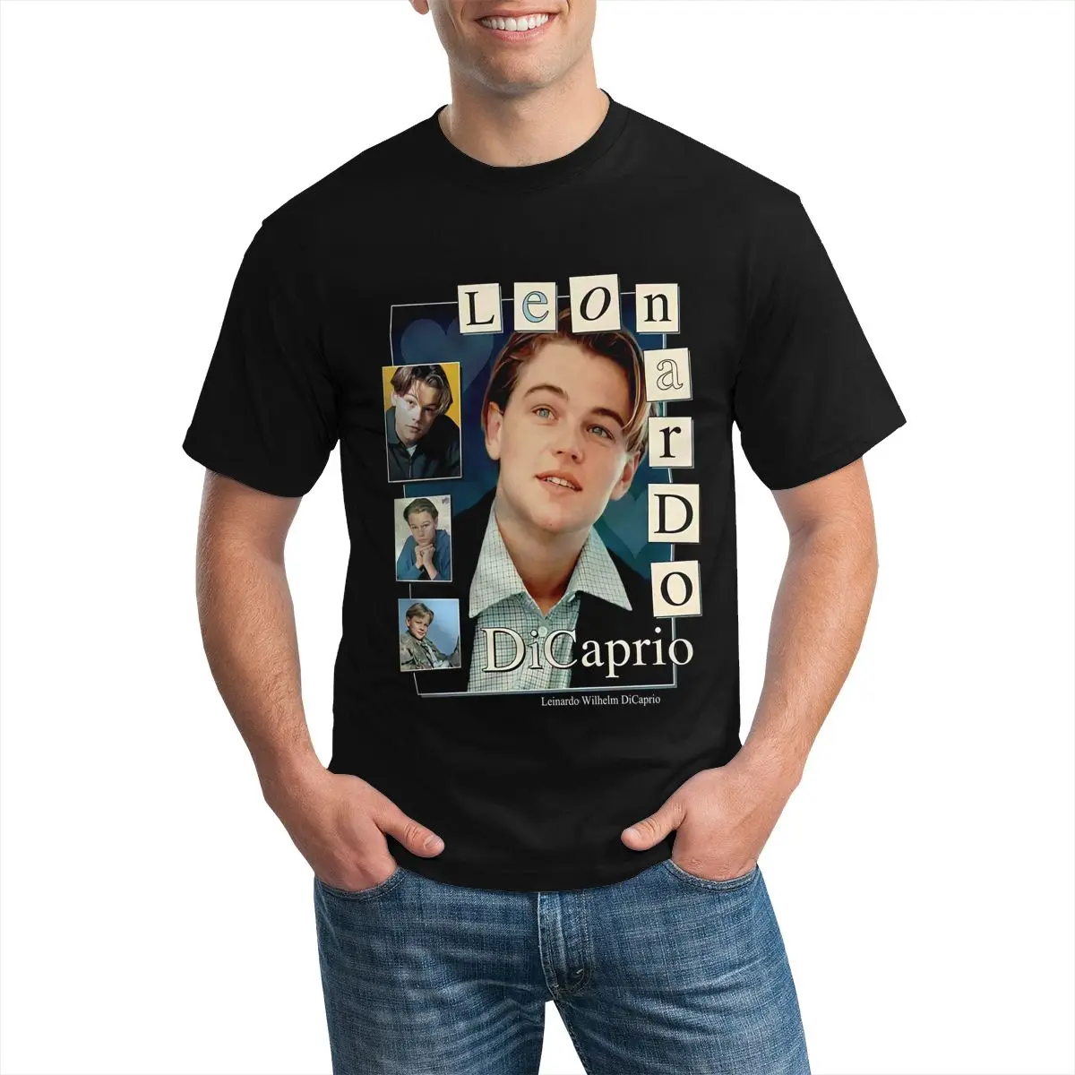 Редкий редкий Леонардо ДиКаприо черная аниме Мужская футболка большого размера