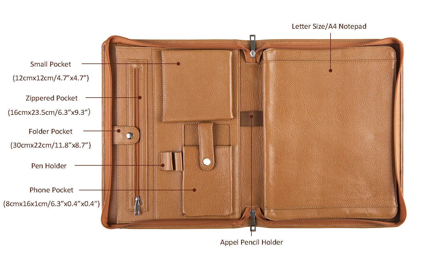 Handmade Genuine Leather Portfolio A4 Folder Document Organizer, Personalise Business Travel Padfolio Portfolio Case- Brown