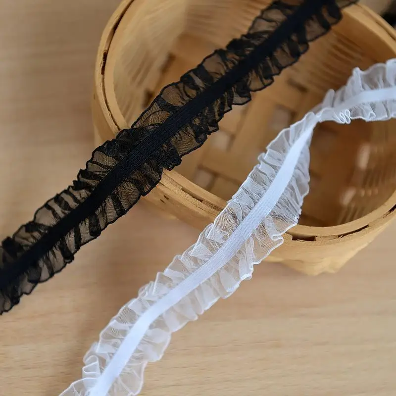 

M801 lace accessories DIY Elastic gauze ruffle lace clothing and garment stretch lace 2cm High-quality