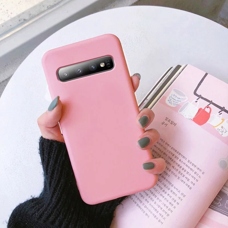 Pink Чехол для samsung galaxy s10 s9 s8 plus a50 a51 a71 note 8 9 10 s10e s11 lite s7 edge, чехол funda caps etui, тонкий мягкий чехол для телефона - Цвет: Pink