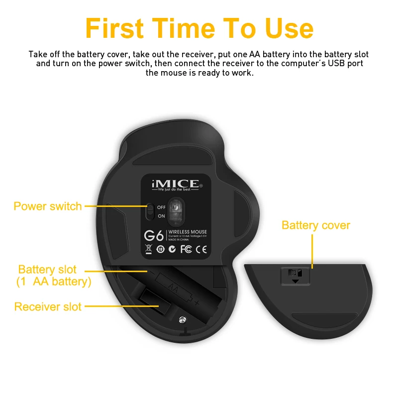 

Wireless Mouse Computer Mouse for PC Laptop 6 Button Wireless Mouse Optical Mause Ergonomic Mice with USB Receiver for Computer