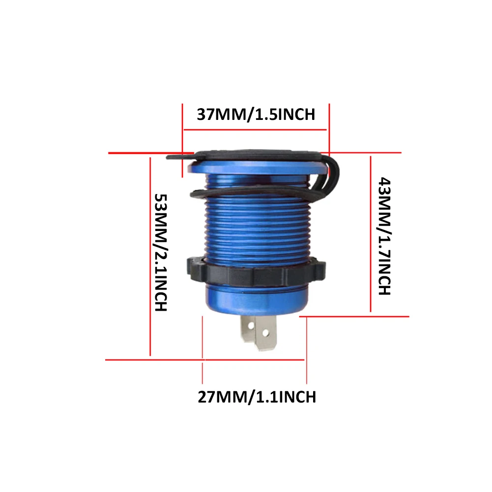 

Dual USB Quick Charge 3.0 Charger Socket, Waterproof Aluminum Power Outlet Fast Charge with LED Voltmeter for 12V/24V Car Boat