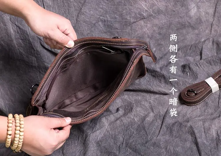 

Vintage Original Handmade Crazy Horse Leather A4 Men Clutch Bag