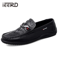 ieerd 100 cow leather mens dress shoes business formal shoes oxfords slip on man loafers moccasins footwear