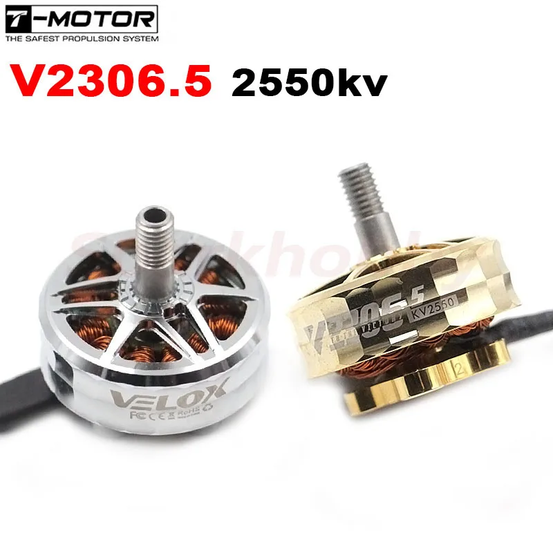 

NEW T-motor VELOX V2306.5 2306.5 2550KV 3-4S Lipo Brushless Motor 12N14P 4mm shaft Silver / Gold 5inch Propeller RC FPV Drones