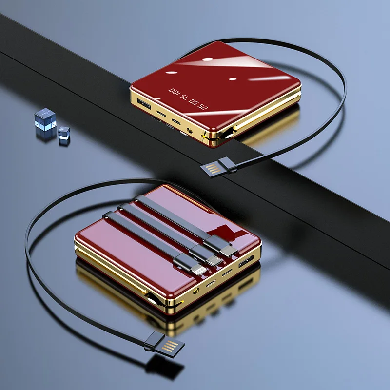 

New 5V 20000mAh Power bank Charger Mini Bothway fast charging Own line Full mirror Creative Compact Box LED lights Customized