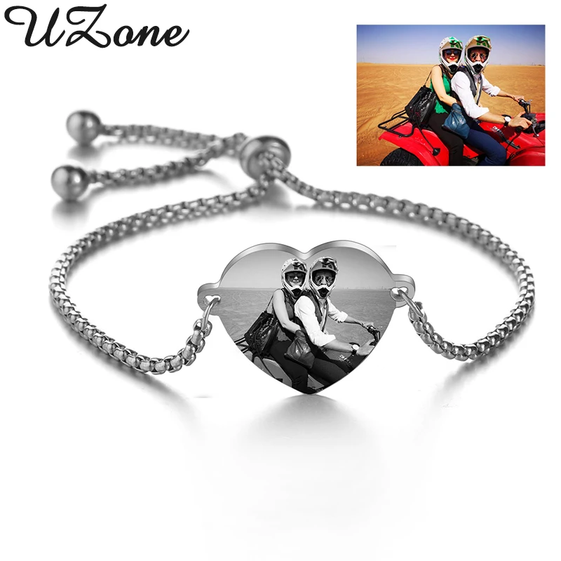 Uzoneбыл настраиваемым именем Дата Браслет Нержавеющая сталь лазерной гравировки
