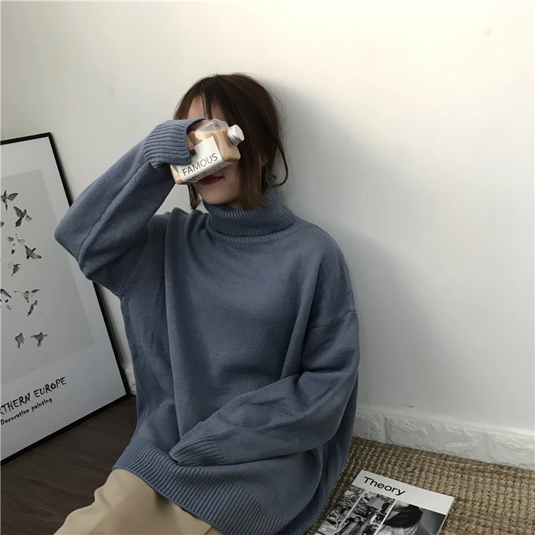 5 цветов 2019 осень и зима корейский ins стиль сплошной цвет Водолазка Свитера