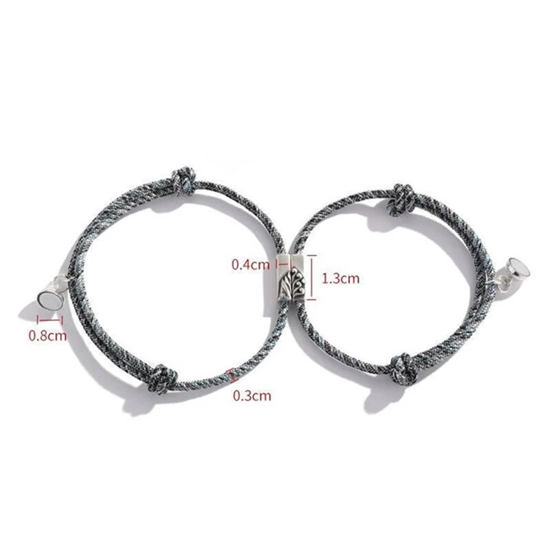 

2020 2pcs/set Romantic Magnet Couple Bracelet Long Distance Braided Matching Bracelets Valentine's Day Present Lover Gift