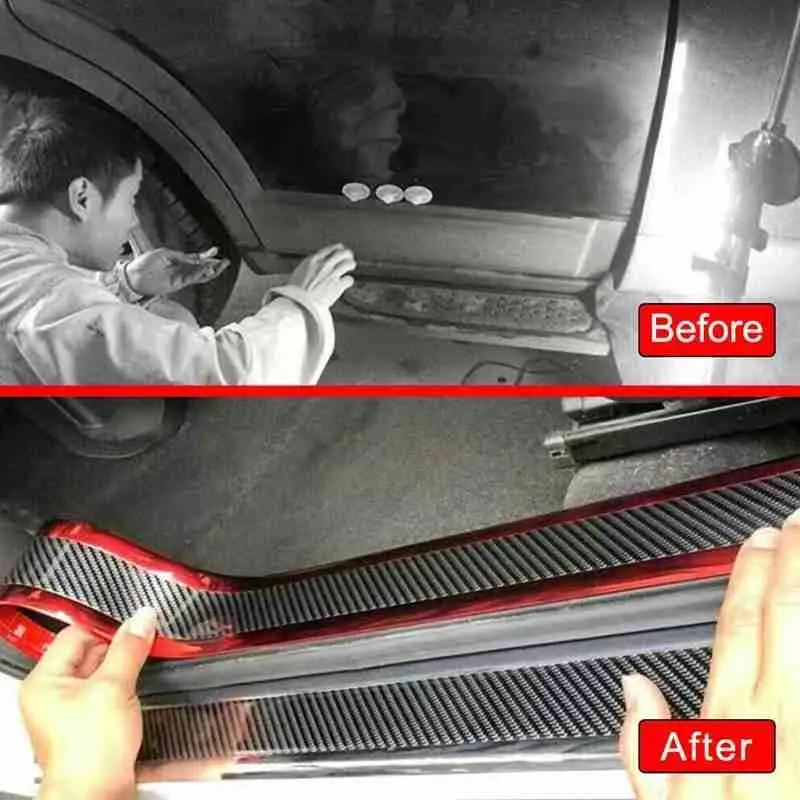 Защитная пленка для порога 1 м автомобильная резиновая полоска с защитой от