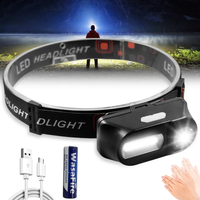 

Светодиодный налобный фонарь XPG с COB матрицей, водонепроницаемый головсветильник фонарь с USB-зарядкой для кемпинга, ночного бега, рыбалки