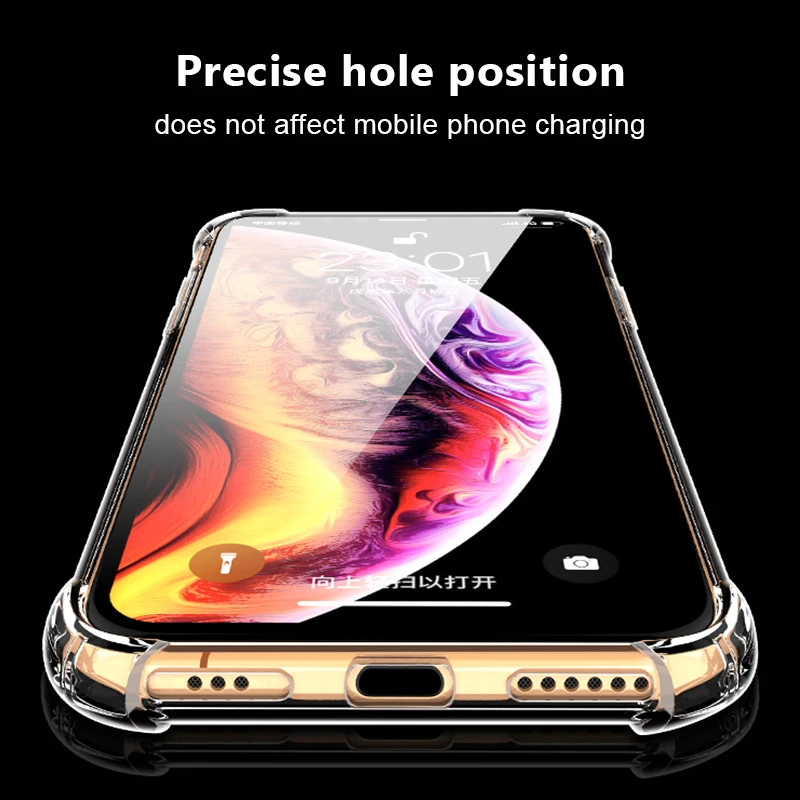 Прозрачный Силикон ТПЭ чехол для телефона iPhone 11 Pro Max X XS XR с предохранительными