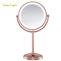 Double-Sided Battery Operated Lighted Makeup Mirror - Lighted Vanity Makeup Mirror LED Lighting 10x Magnification Rose Gold