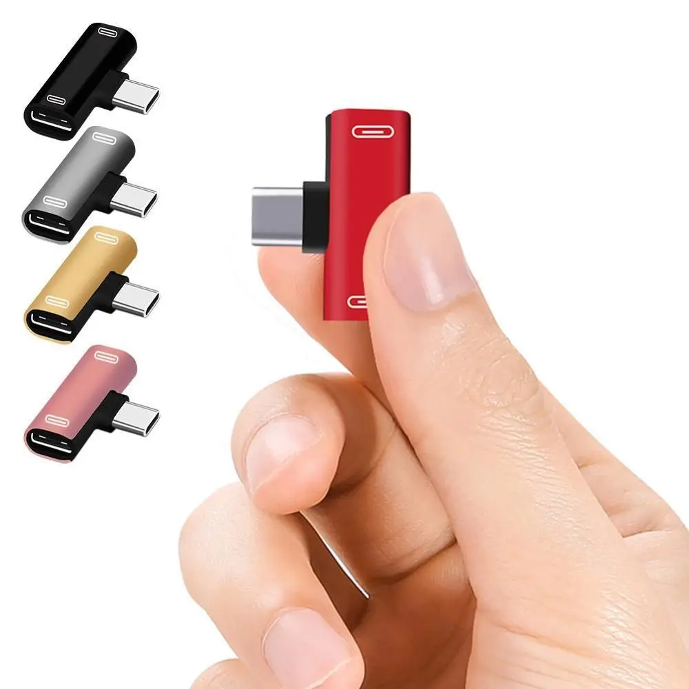 Dual USB C to Type C Adapter USB Type C Charging Earphone Redmi Tablet For Xiaomi 8 Converter Samsung Phone Type-c 9 Huawei X4K5