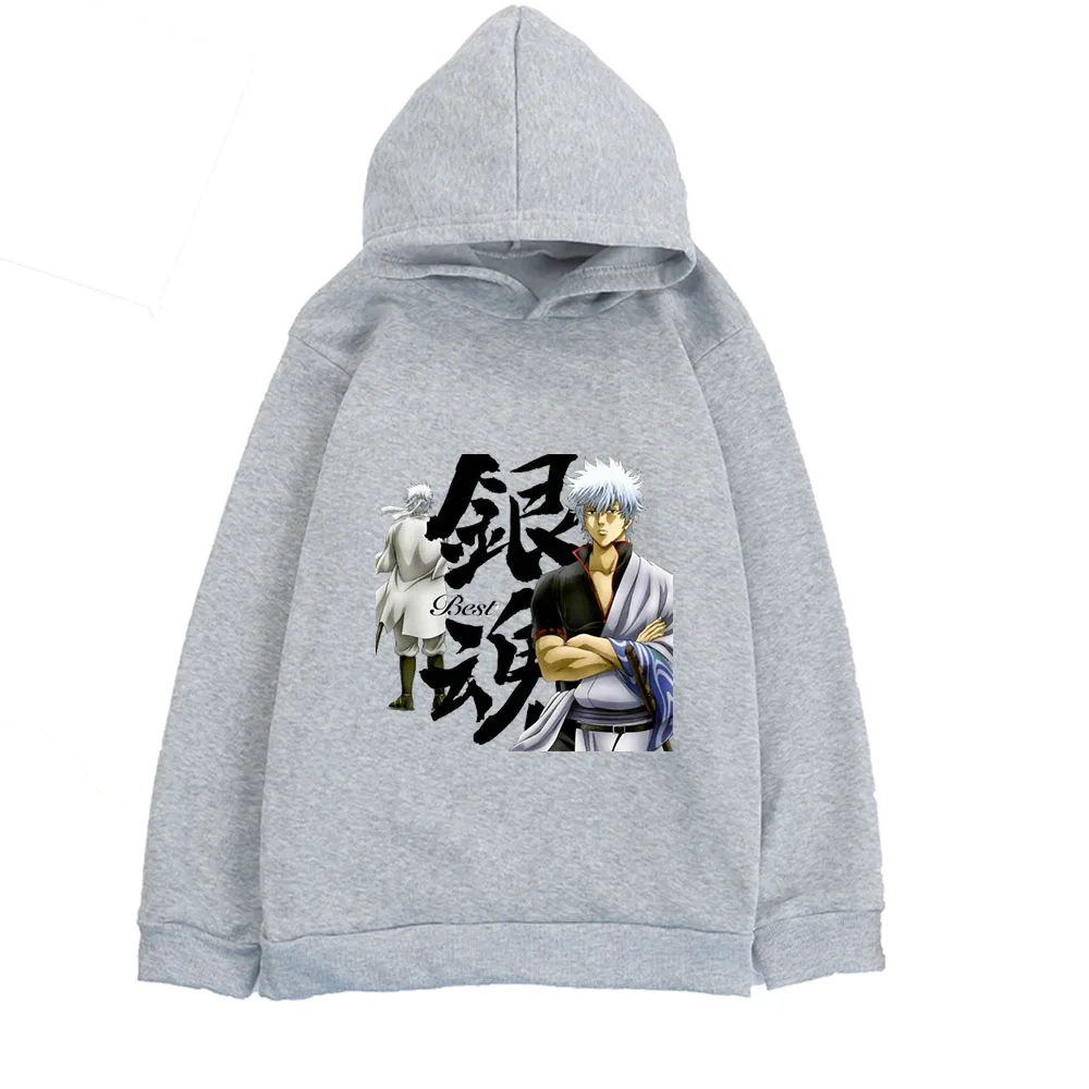 

Толстовка с капюшоном для мальчиков и девочек, японское аниме Gintama, уличная одежда с принтом Тоши, хлопковая одежда с длинным рукавом
