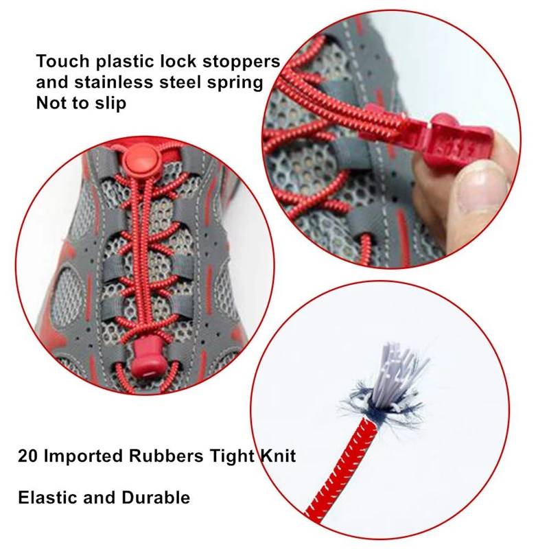 1 Pair Elastic Shoe laces Round Locking No Tie Shoelaces Kids Adult Quick Lazy Laces Rubber Sneakers Shoelace 22 Colors
