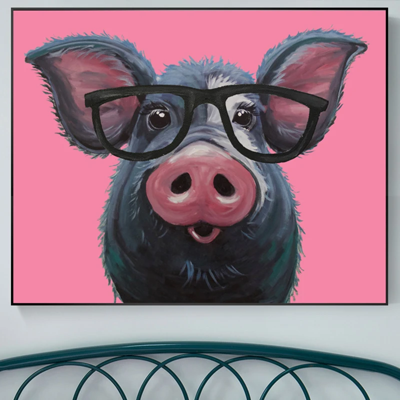 100% ручная роспись Абстрактная розовая свинка масляная живопись на холсте