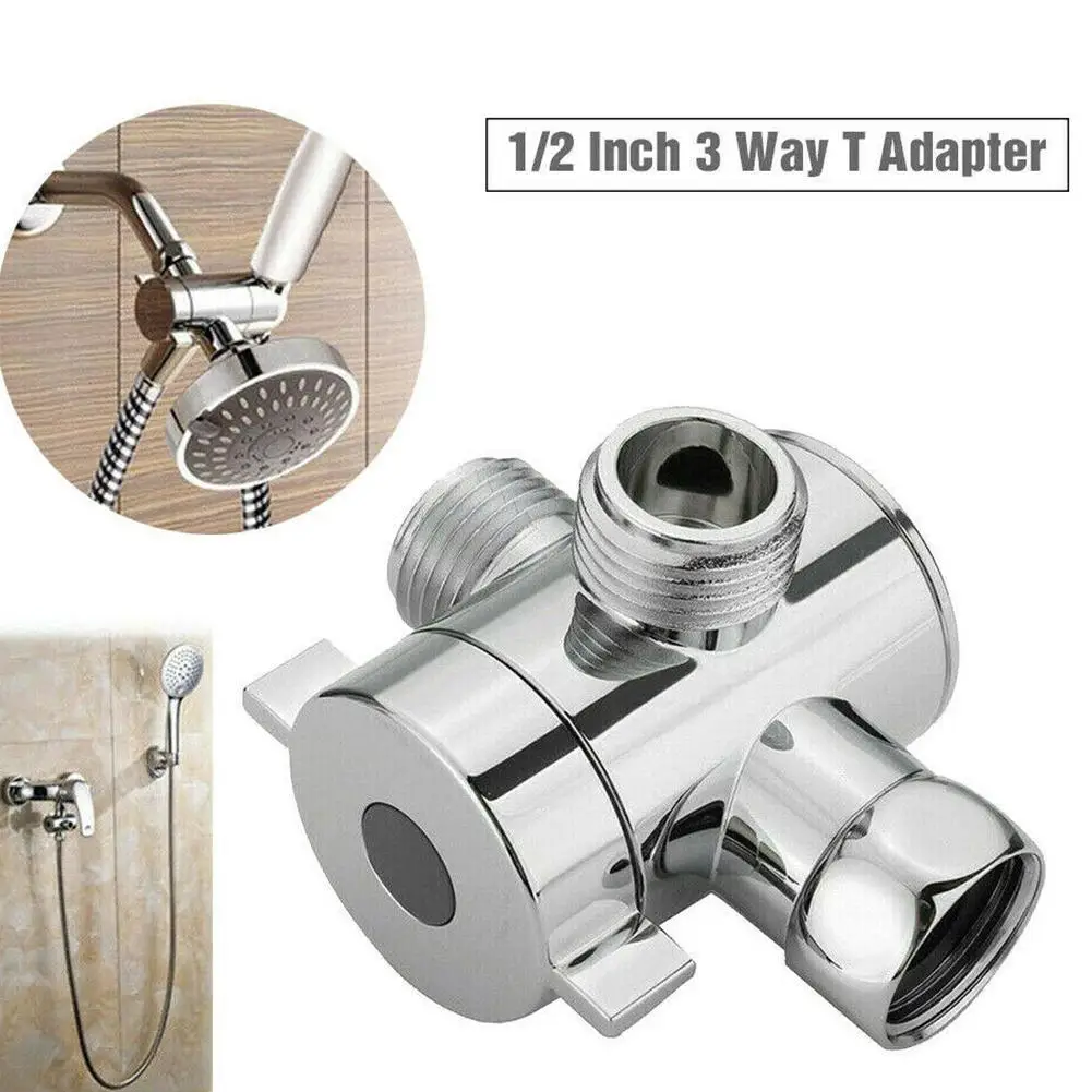 

Multifunctional Shower Faucet Water Divider 1/2 Inch Valve Head Bidet Valve T-adapter For Toilet Three Way Shower Diverter G3I8
