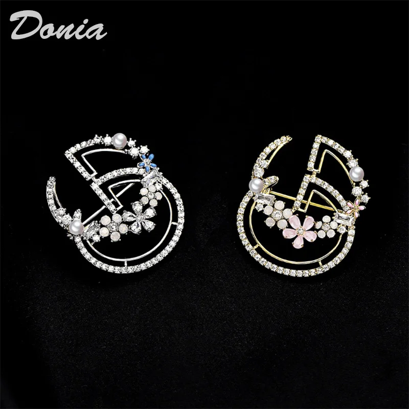 Donia jewelry Fashion high-end Korean brooch ladies hollow letter brooch AAA zircon clothing collar needle scarf pin