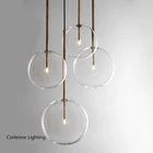 Подвесная лампа в скандинавском стиле, освещение в виде шара из прозрачного стекла для столовой, спальни, декоративные осветительные приборы для гостиной