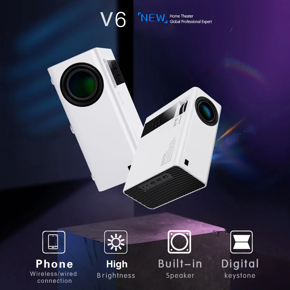 Vivicine 2021 Новый V6 светодиодный мини проектор 5000 люкс поддержка Full HD 1080P