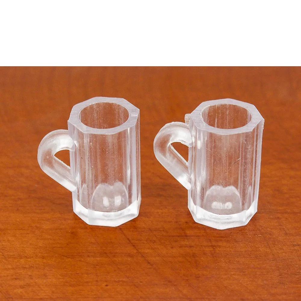 2pcs Clear Beer Mugs Odoria 1:12 миниатюрные 12 шт многоцветные пластиковые стаканчики для питьевой воды кукольный домик кухонные принадлежности - Цвет: 2pcs Clear Beer Mugs