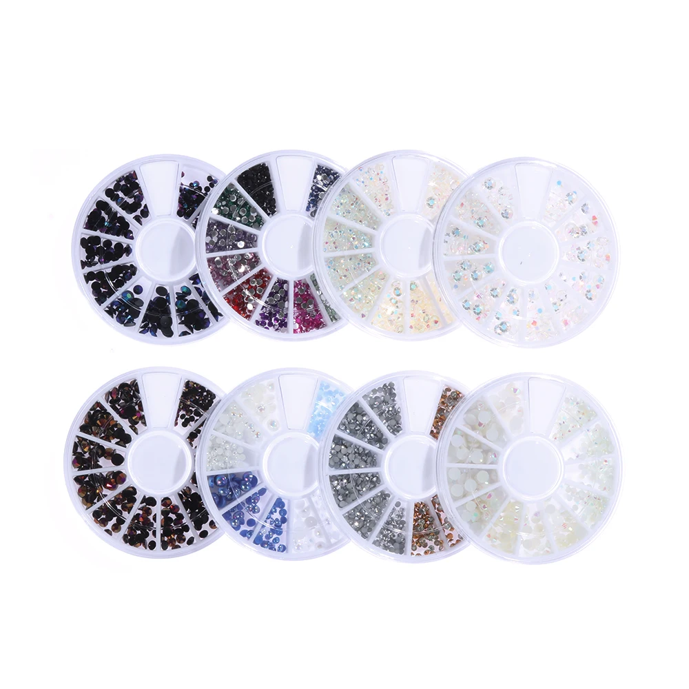 3D Nail Art Decorations Crystal Round Flat Stone Strass Nails in Wheel Rhinestone Jewelry for all Manicure Accessories CH1570 | Красота и