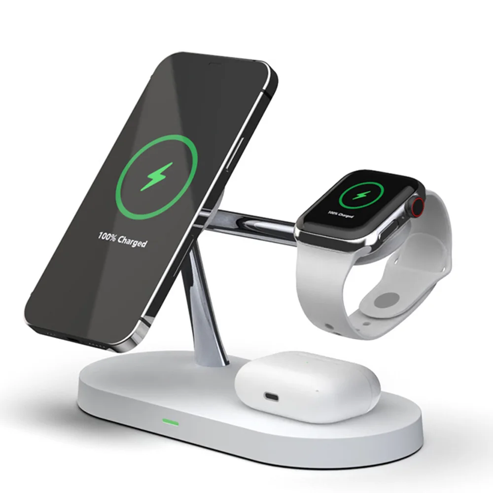 

Qi Fast Magnetic Wireless Chargers Induction Charging Station For Magnetic Iphone 12 Mini Pro Max Watch 3 In 1 Wireless Charger