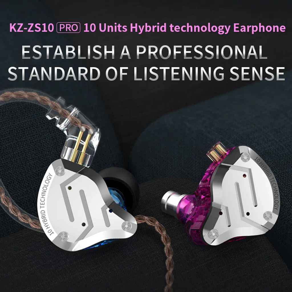KZ ZS10 Pro гарнитура 4BA + 1DD гибридные наушники-вкладыши HIFI DJ монитор ZS10PRO AS10 ZSX CCA C10 C16 |