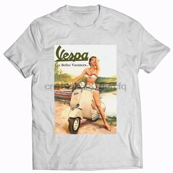Фото Винтажная мужская белая футболка Vespa|Мужские футболки| |