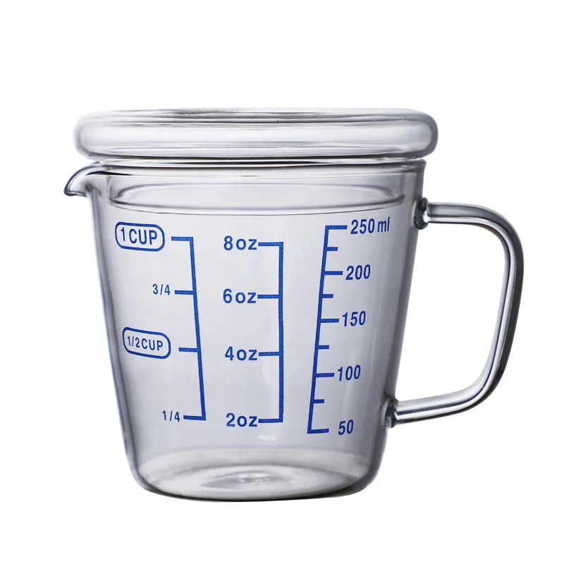 250ml with Lid 250/500 мл стеклянная мерная чашка молочный кувшин кафе сливочник чашка сок чай эспрессо Кофейная чашка бариста кружка вспениватель молока Латте Кувшин - Цвет: 250ml with Lid