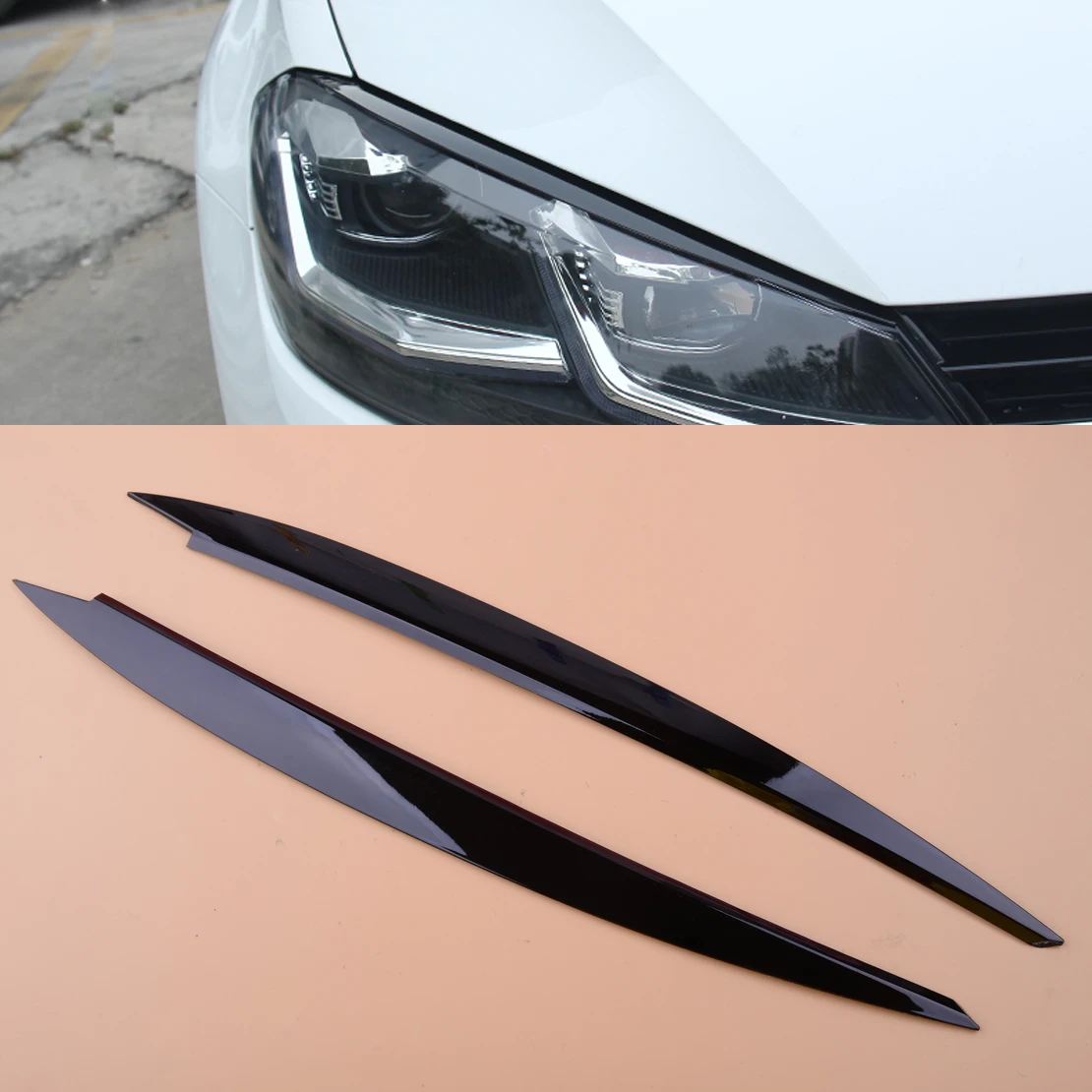 CITALL 2 шт. черная фара для бровей и век накладка отделка украшение подходит VW Golf 7 VII