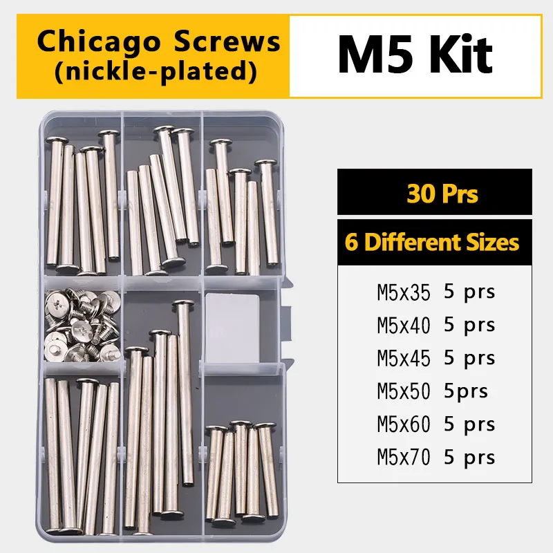 Phillips Chicago Screws Binding Posts Assortment Kit for Scrapbook Photo Albums and Leather Carbon Steel M5 | Обустройство дома