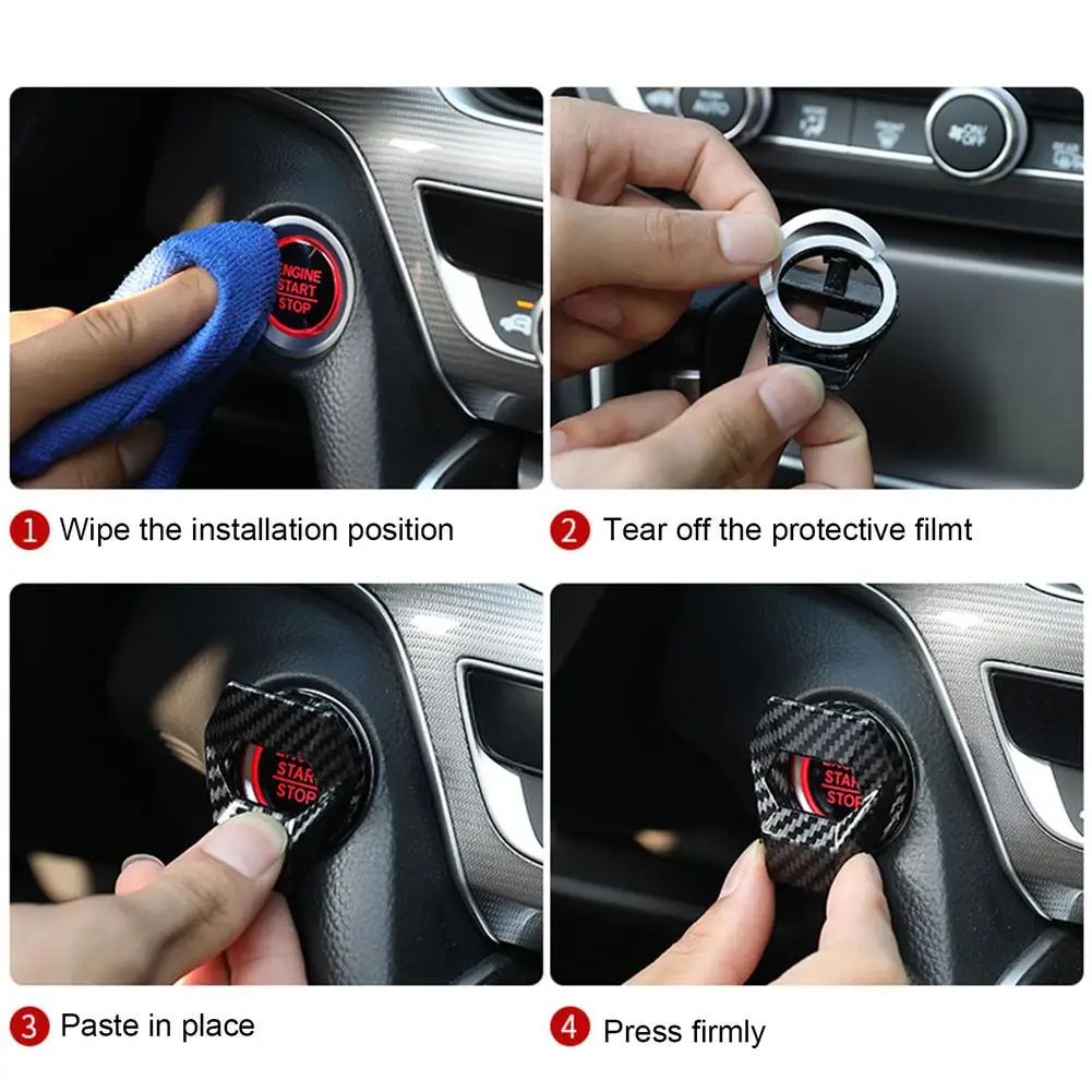 

Car Interior Engine Ignition Start Stop Engine Button Protective Cover One-Key Start Button Decoration Sticker Auto Accessories