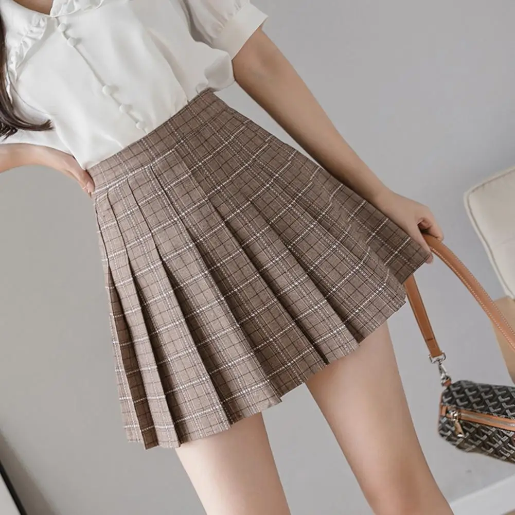 

Plaid Skirt Slim Soft Grid Women Pleated Skirt School Dress for Party Women Pleated Skirt School Dress for Party
