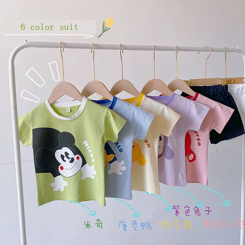 Летние комплекты одежды для маленьких девочек с Микки Маусом из 2 предметов