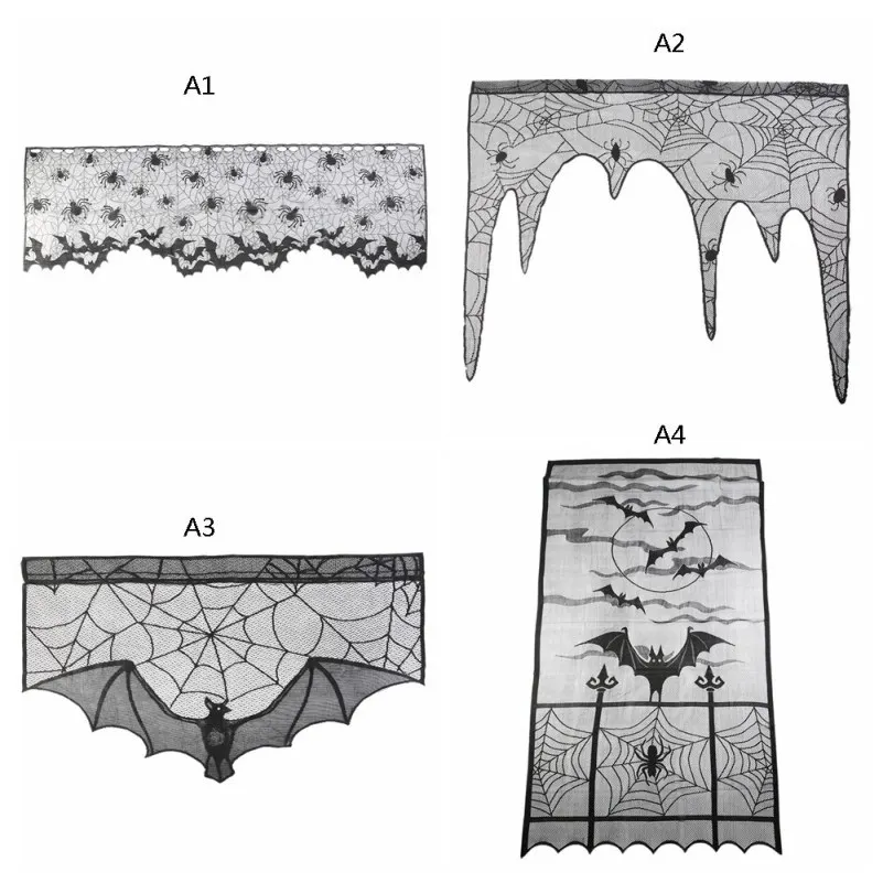 1 шт. Горячая Хэллоуин украшения Черная кружевная паутина на камин мантия шарф