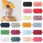 Мягкая нейлоновая повязка на голову, эластичная Детская повязка на голову, 23 Цвета, аксессуары для маленьких девочек, новый стиль банта, детские повязки на голову с кроличьими ушками