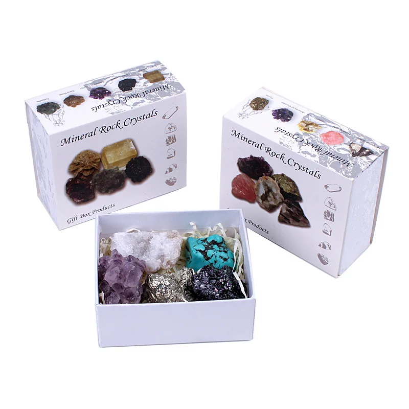 

New Products Natural Crystal Ore Mineral Raw Stone Geological Science Teaching Gift Box Set