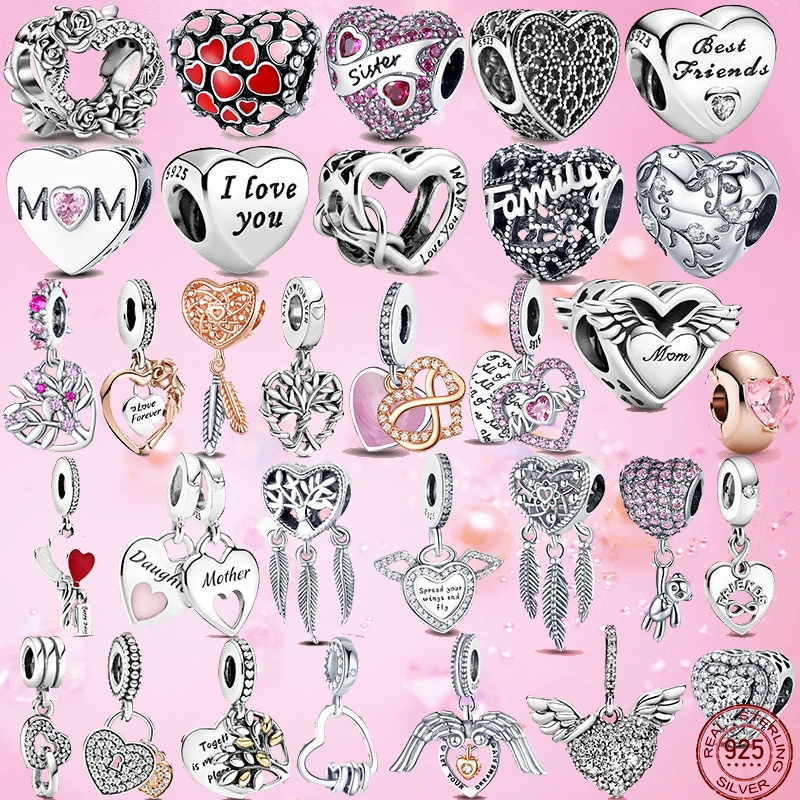 Бусины ювелирные изделия серебро бесконечность любовь мама сердце в подвеска