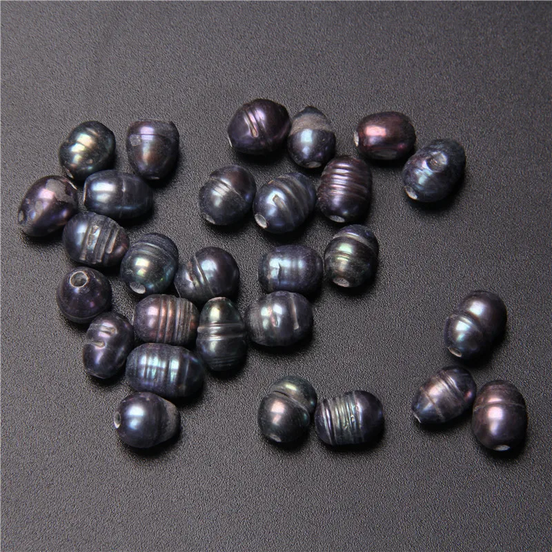 Большие жемчужины с отверстием 8-9 мм. Овальные черные белые натуральные пресноводные жемчужины для изготовления ювелирных изделий, ожерелья и аксессуары для самостоятельного создания.