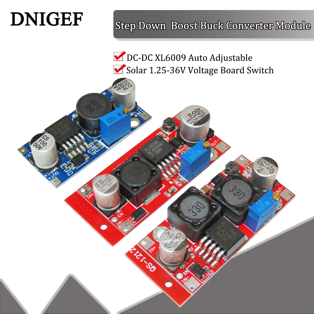 DC-DC XL6009 Auto Adjustable Step Up Step Down  Boost Buck Converter Module Solar 1.25-36V Voltage Board Switch