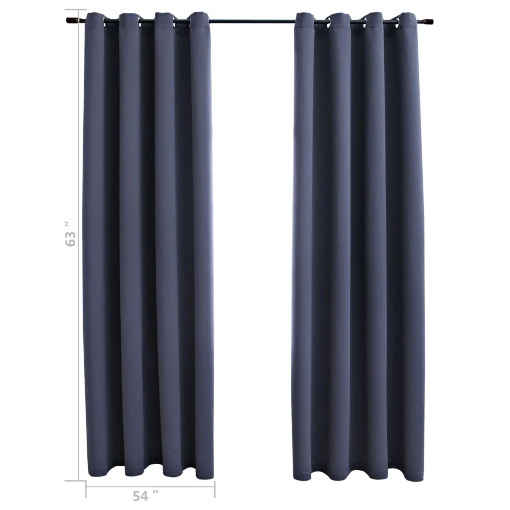 

Blackout Curtains with Rings 2 pcs Anthracite 54"x63" Fabric Free Shipping in the United States