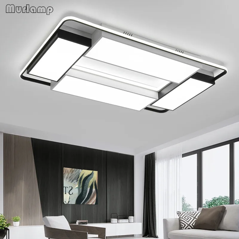 

Современная гостиная спальня белый плюс черный круглый квадратный светодиодный потолочный светильник креативная личность Ресторан свето...