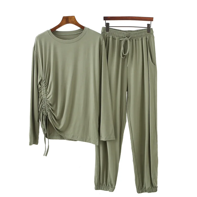 

Irregular Strap Sexy Modal Pajamas Women Set New Spring Long Sleeve Homewear Plus Size Loose Female Pijamas Thin Soft Sleepwear