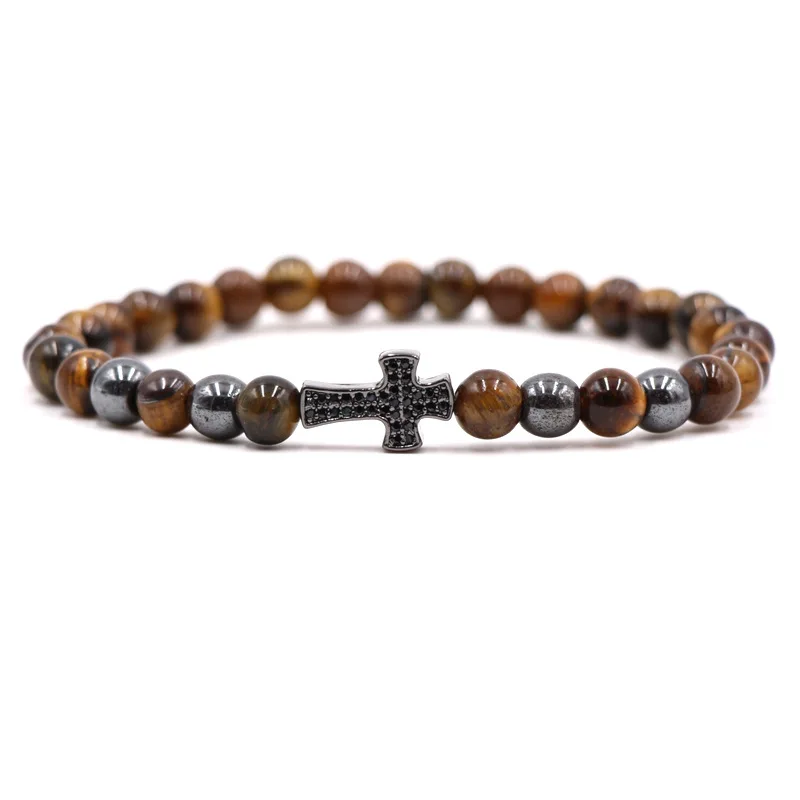 

2021 New Trendy 7 color natural stone bead Bracelets cross Bracelet for Men&Women charm Handmade DIY Bracelet fashion Jewelry